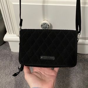 Black Vera Bradley Wristlet/Crossbody with rose design on the inside